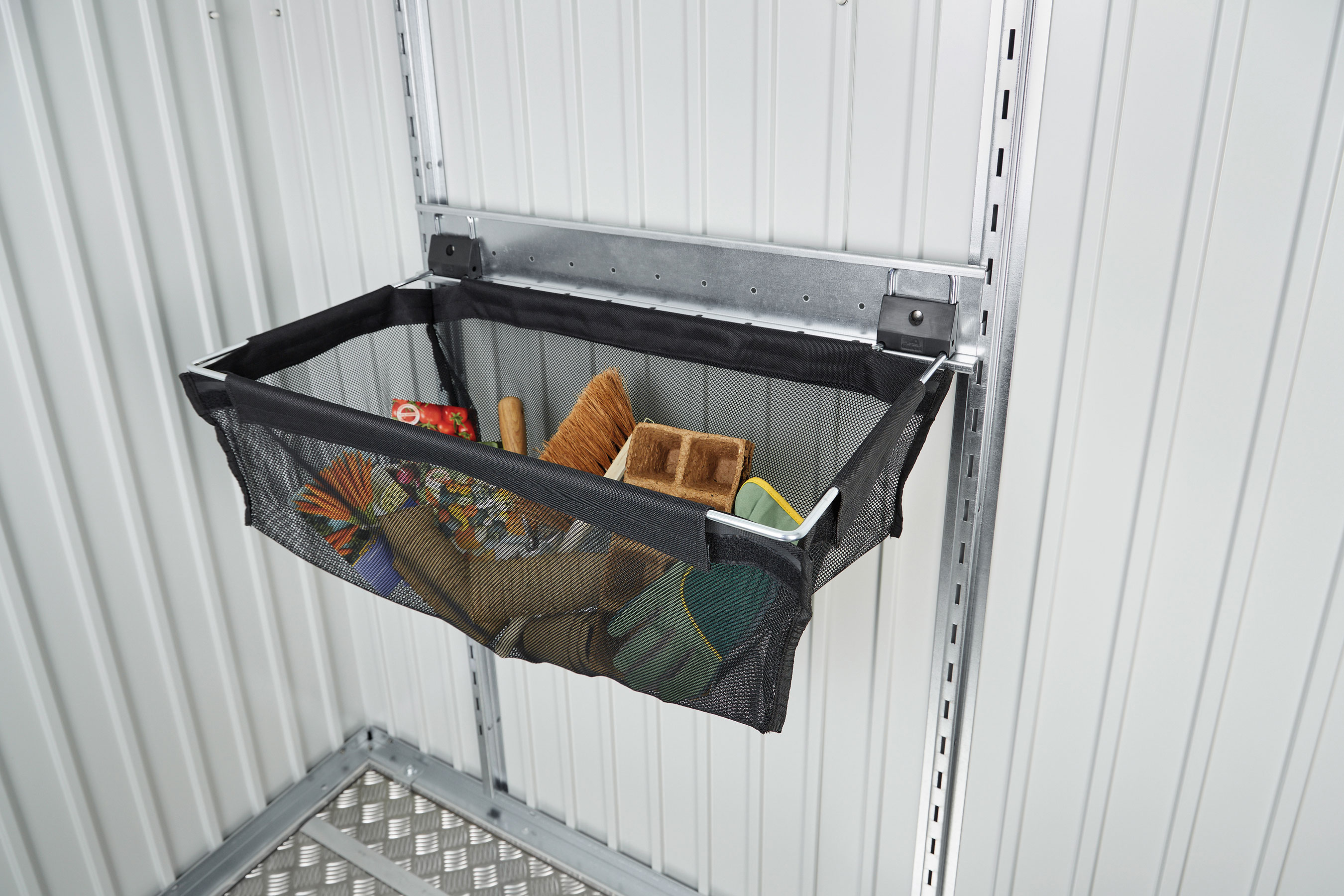 Einhängesack mit Schiene Biohort Geräteschrank 230 schw. 670x340x200cm
