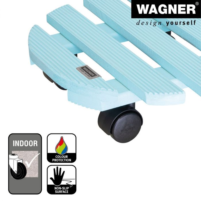 Multiroller Pflanzenroller Holz hellblau rund 300mm für 100 kg