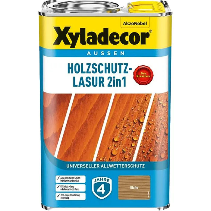 Xyladecor Holzschutz-Lasur 2in1, 2,5l, außen, wetterfest, eiche