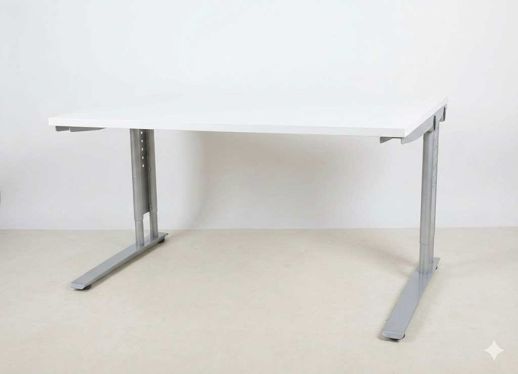 B-Ware Profi-Schreibtisch-Set 160x80 cm | Silbergrau & Weiß