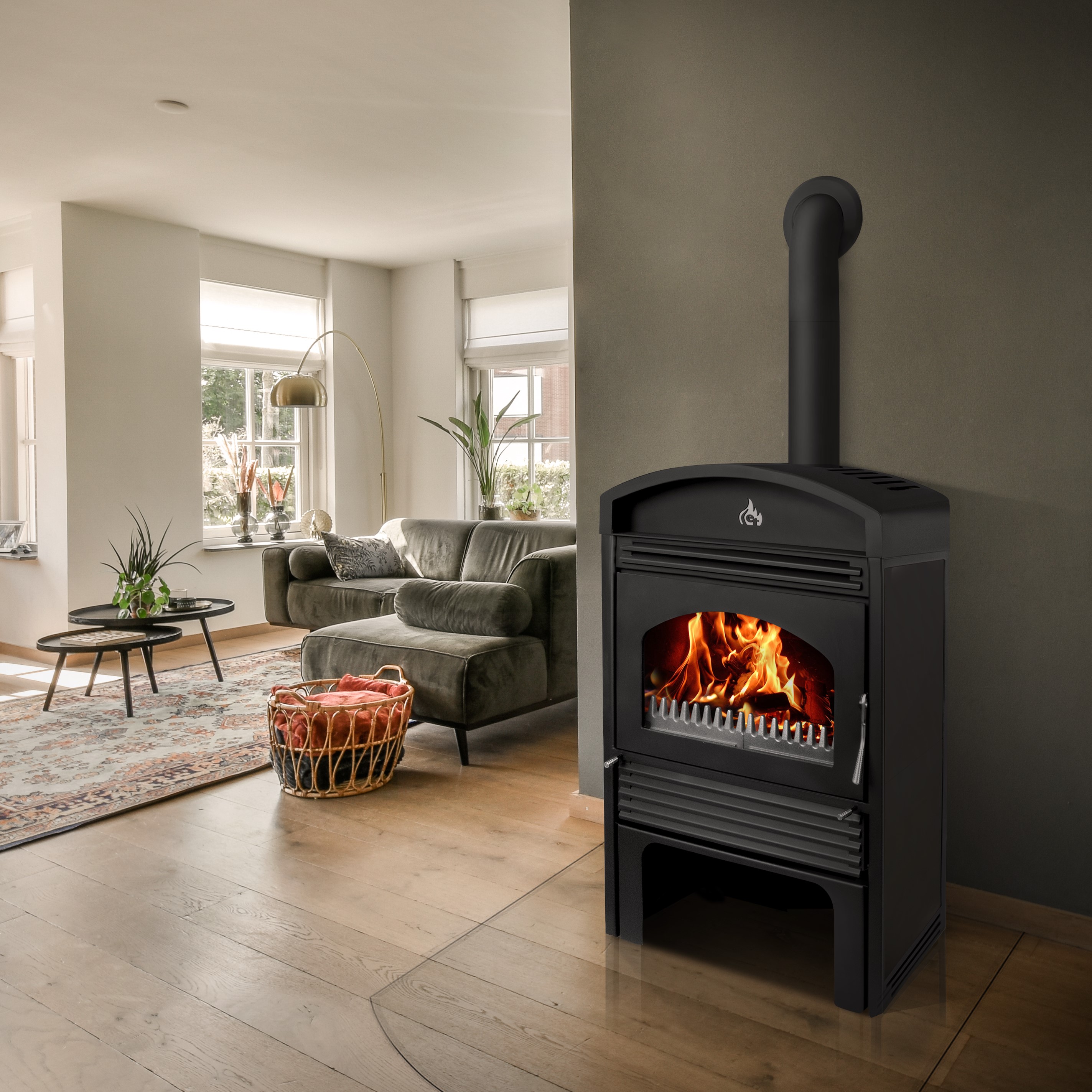 BRUNO® Kaminofen Valencia wasserführend schwarz 17,92kW