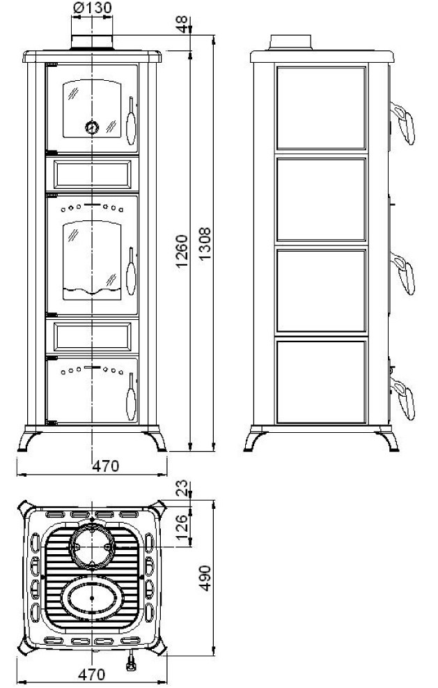 Wamsler Kaminofen Romantik II mit Backfach Naturstein 6 kW