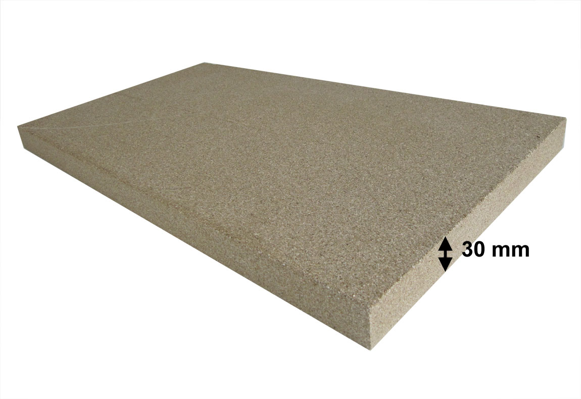 Vermiculite Platte 500x300x30 mm - Extra starke Feuerraumauskleidung