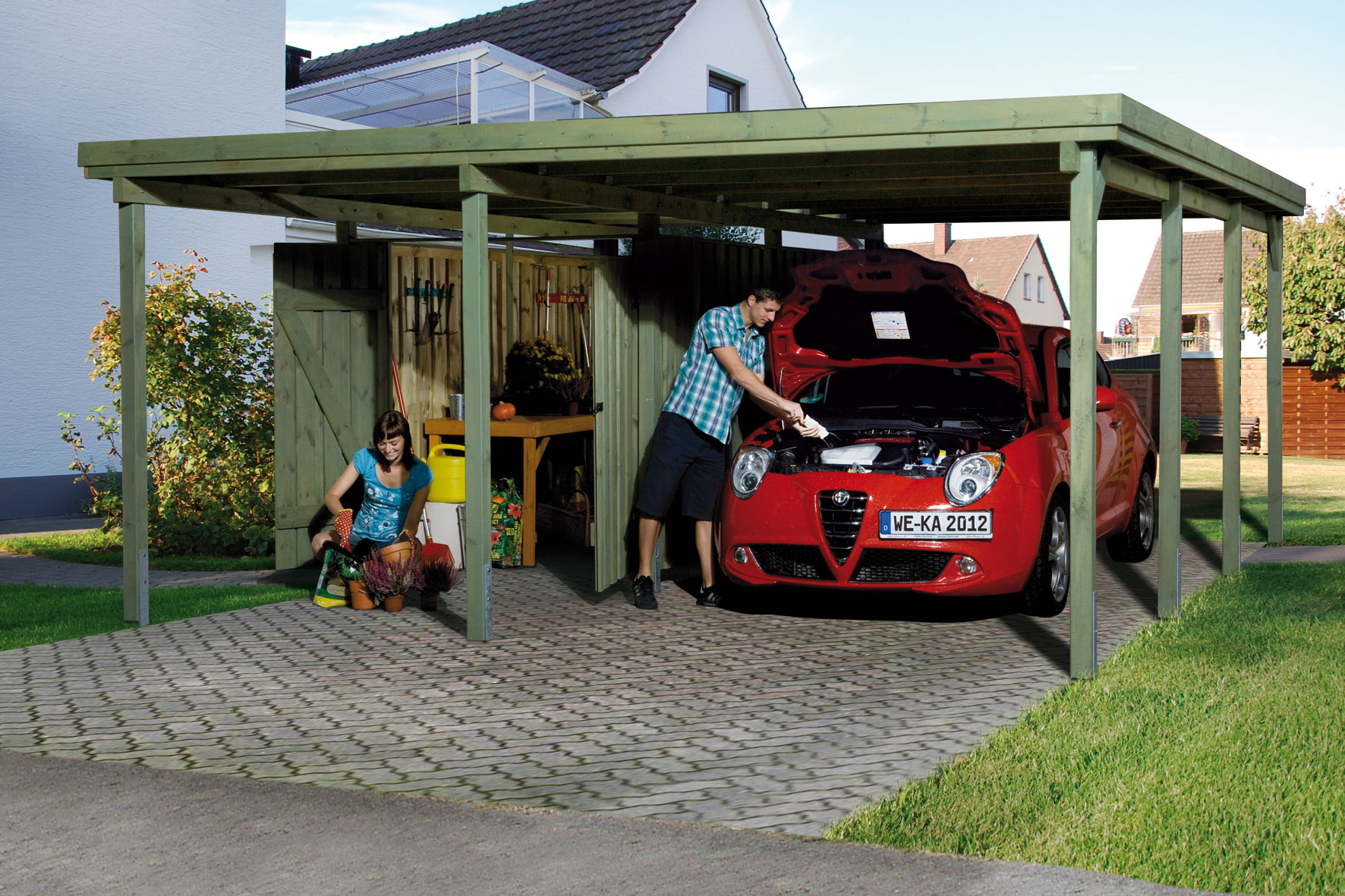 Carport Weka Carport 607 Gr.2 mit Geräteraum kdi 512x602cm bei