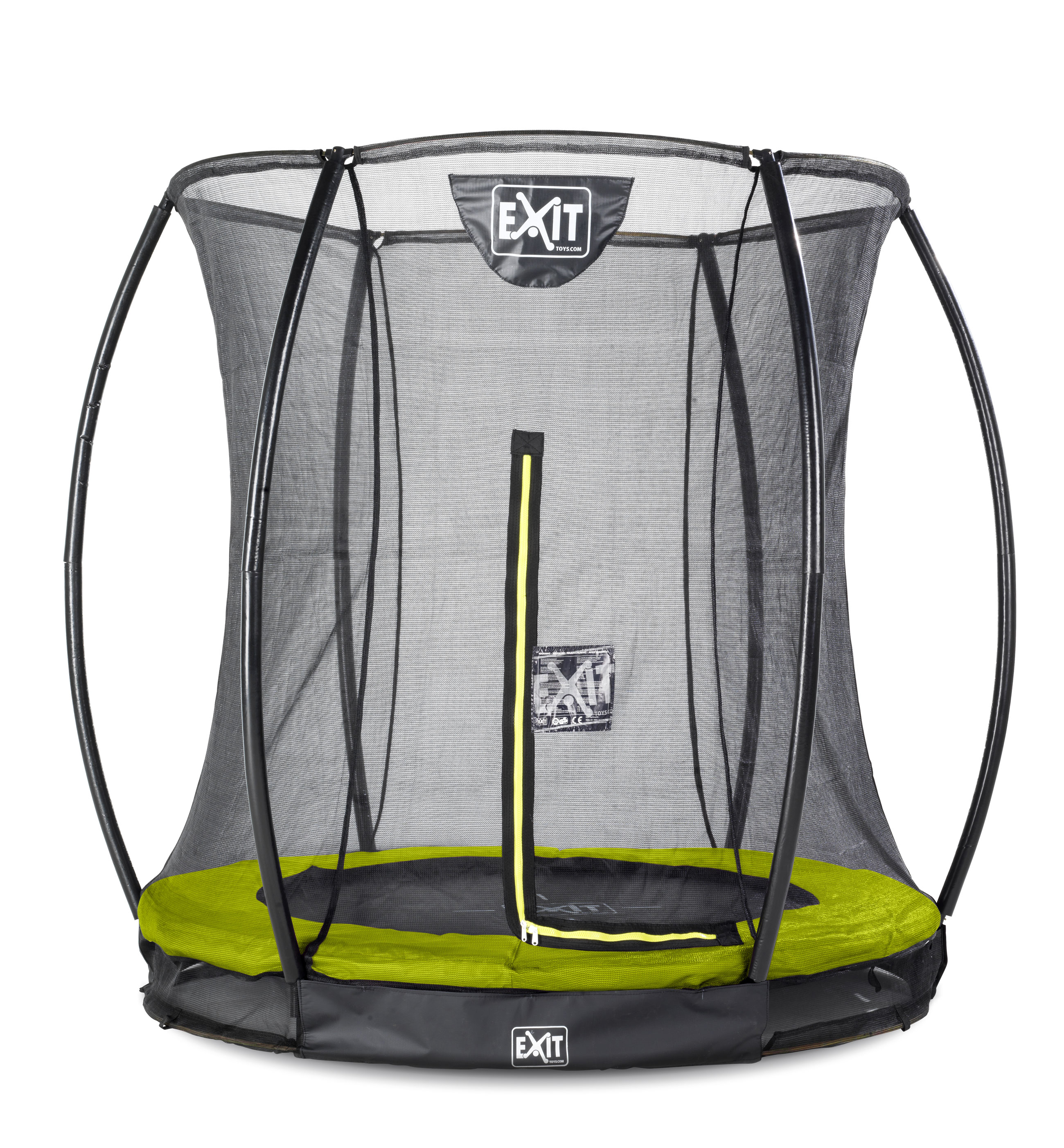 Trampolin EXIT Silhouette Ground mit Sicherheitsnetz Ø183cm Lime grün