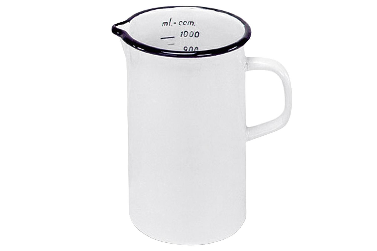 Karl Krüger Litermass 1 Liter Ø 10cm emailliert weiss