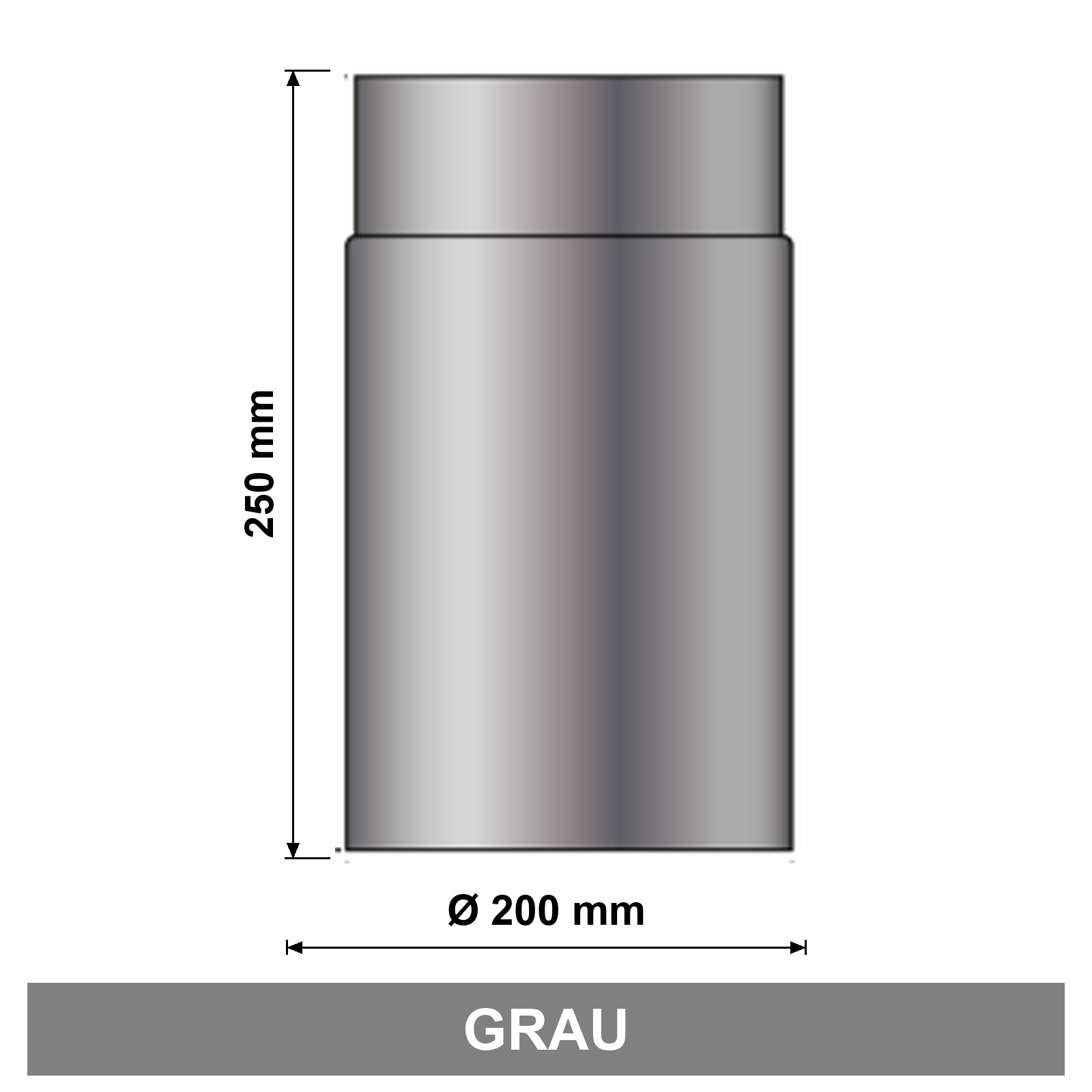 ediFire Ofenrohr Ø 200 mm, 250 mm, grau