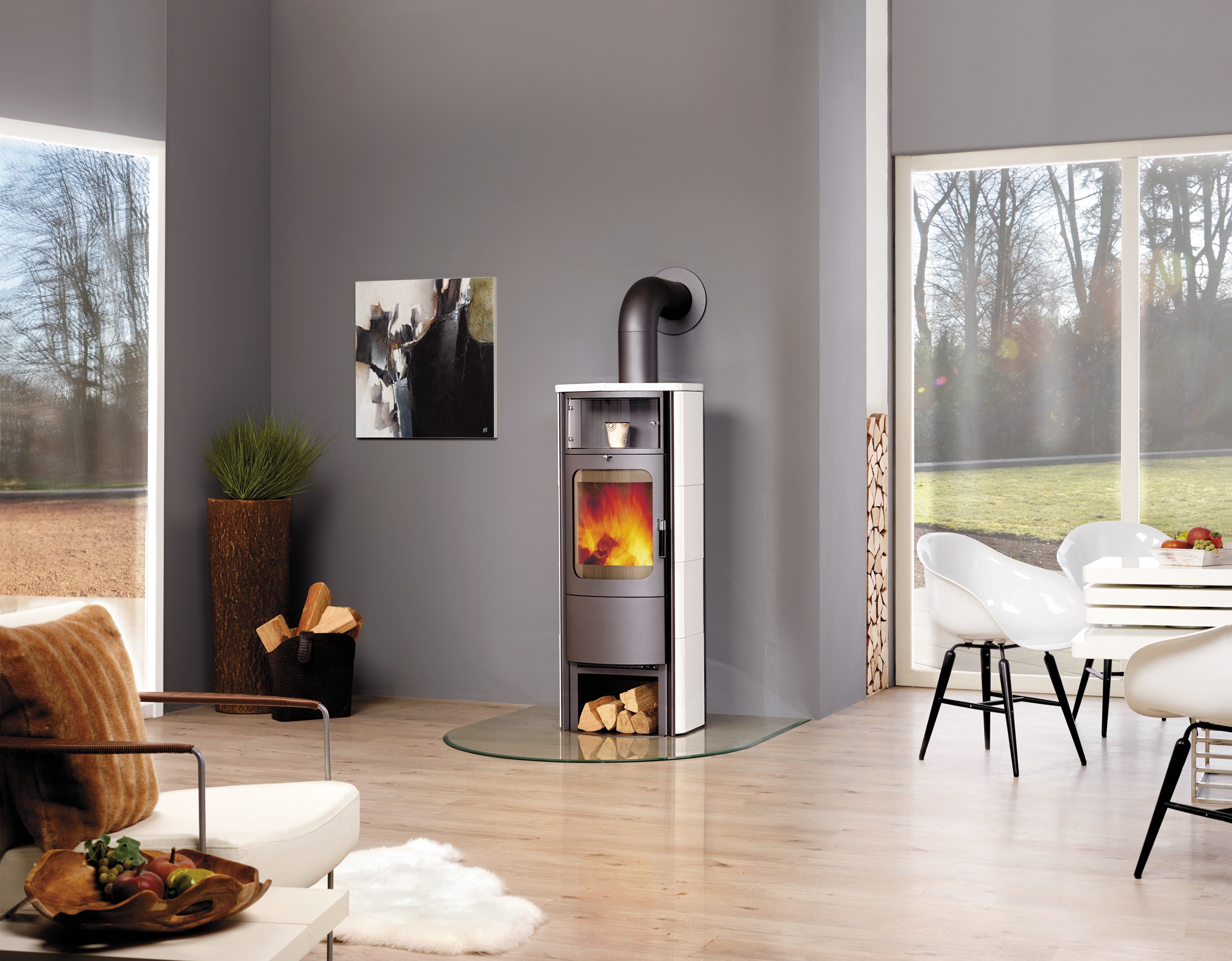 Kaminofen / Dauerbrandofen Hark Opera-B Grande Keramik creme-weiß 5 kW