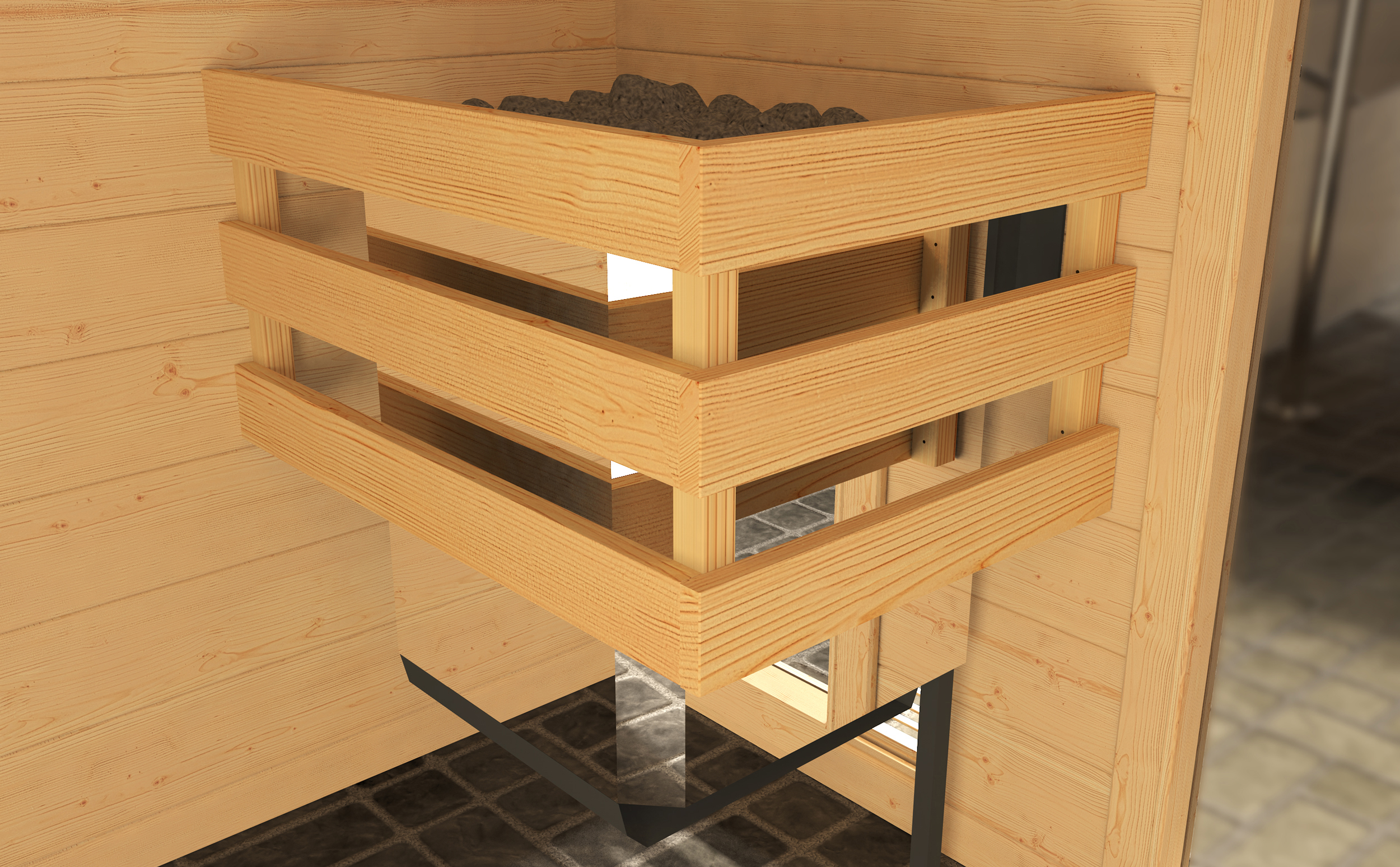 Weka Massivholzsauna VALIDA Eck 1 Sparset 1 Glastür mit Fenster