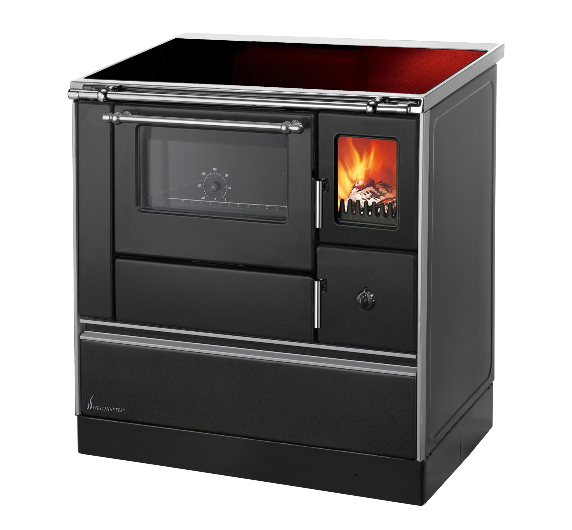Westminster Küchenherd K176 F/A 90cm schwarz Ceran Ans. links