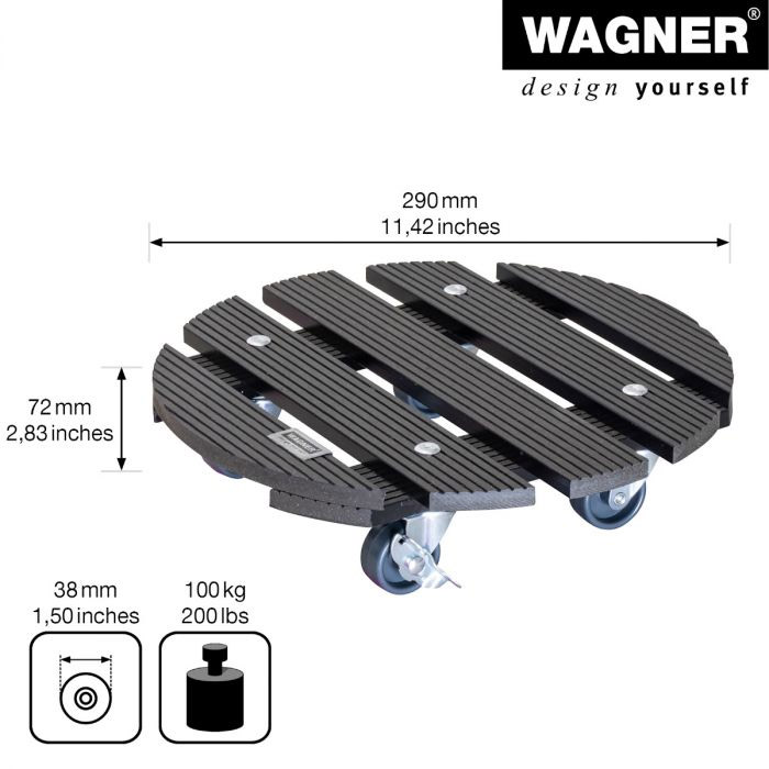 Multiroller Pflanzenroller WPC rund 290 mm für 100 kg