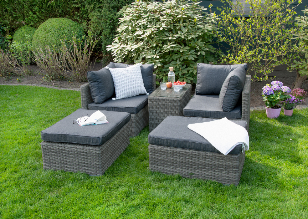 Bellavista Sitzgruppe Loungeset Samoa Polyrattan dunkelgrau