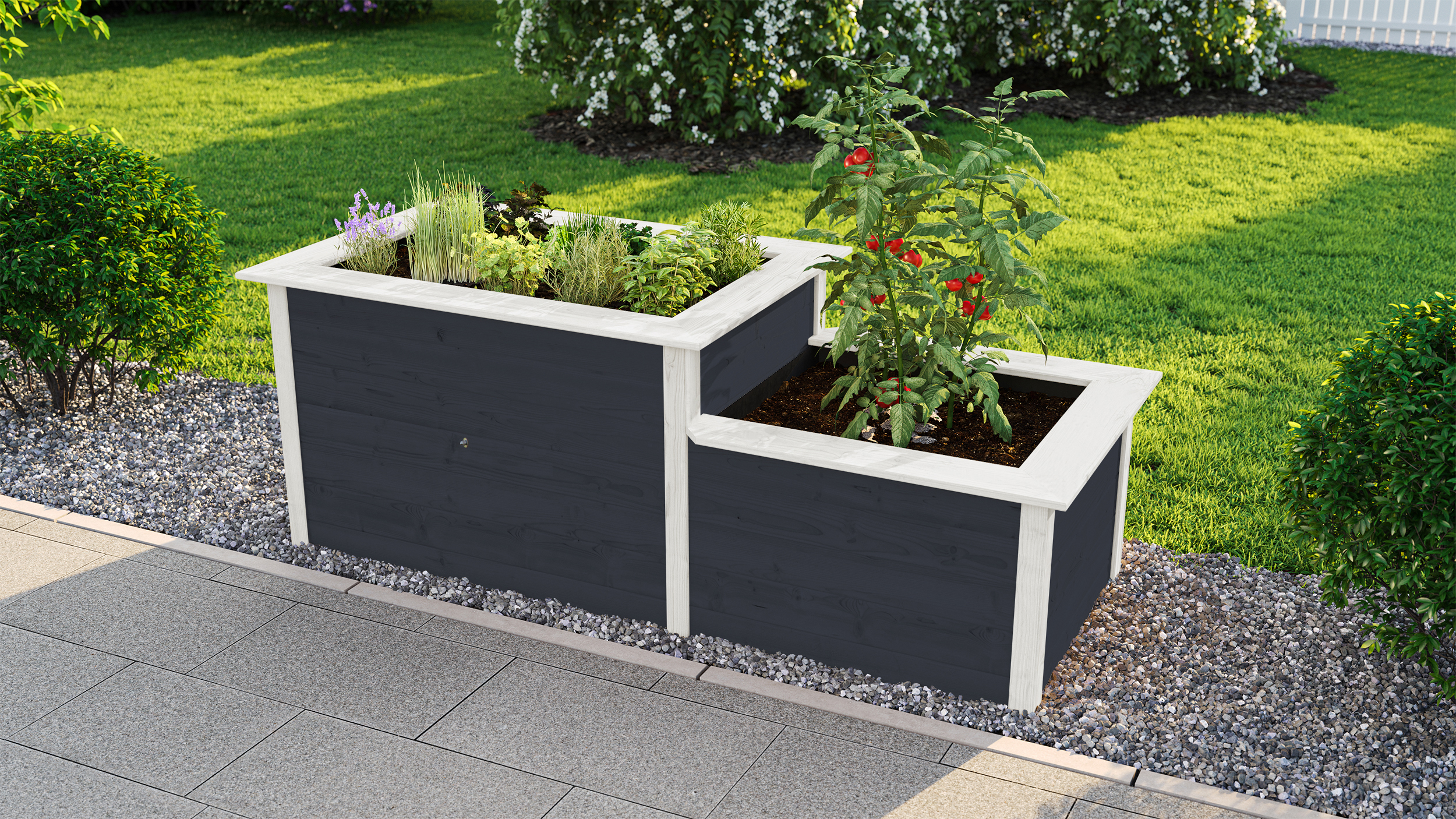 weka Hochbeet 205x79 21mm, anthrazit, Stufenhoch