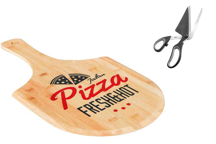 Pizzabrett und Pizzaschere Set 2-teilig
