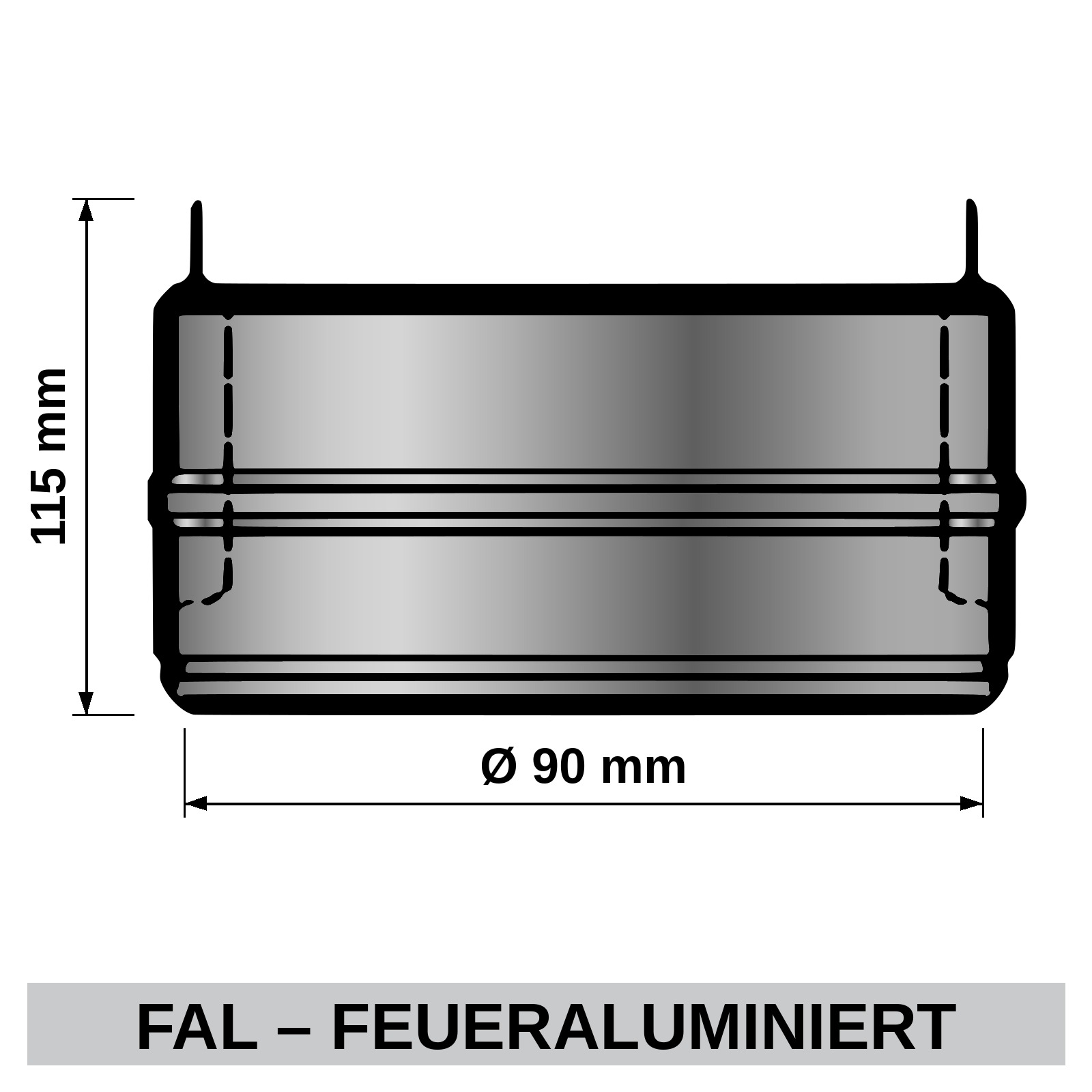 ediFire Wandfutter doppelwandig Ø 90 mm, 115 mm, feueraluminiert