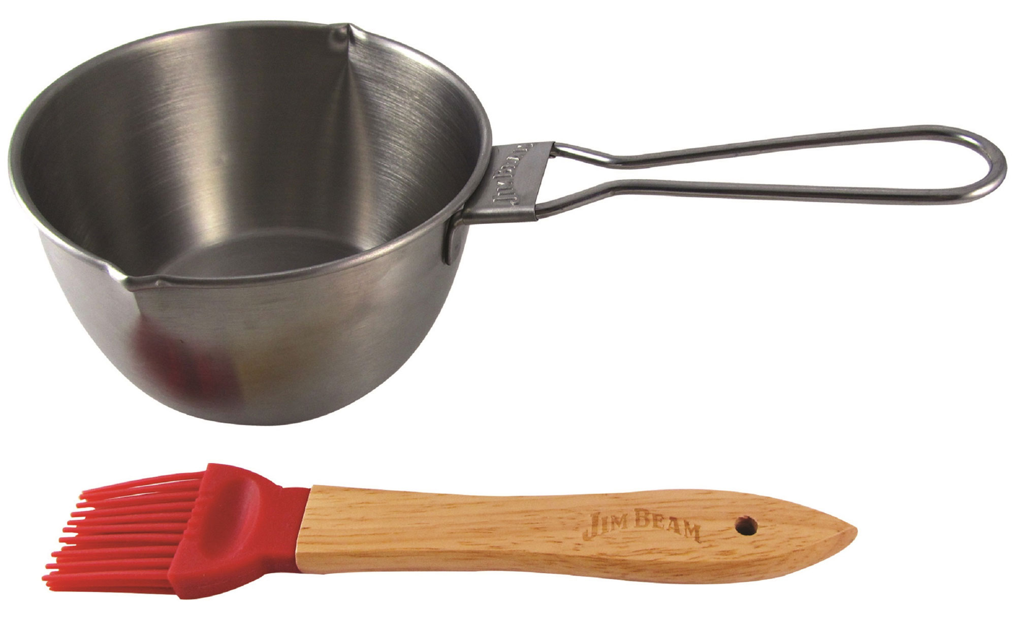 Jim Beam Edelstahl Topf mit Ausgießer und Pinsel J B0130