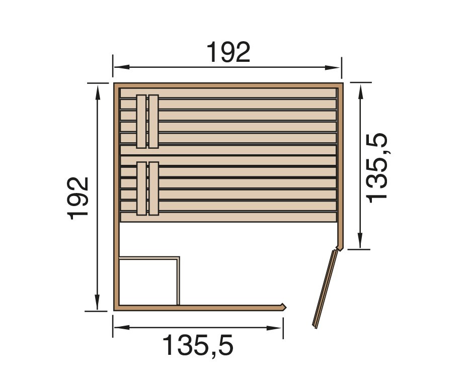 Weka Sauna Laukkala 3 Sparset GF 38mm Tür + Fenster m. Ofen 9kW intern