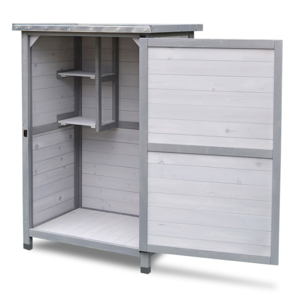 Habau Gartenschrank Flachdach Zinkblech 76x56x114cm Holz grau