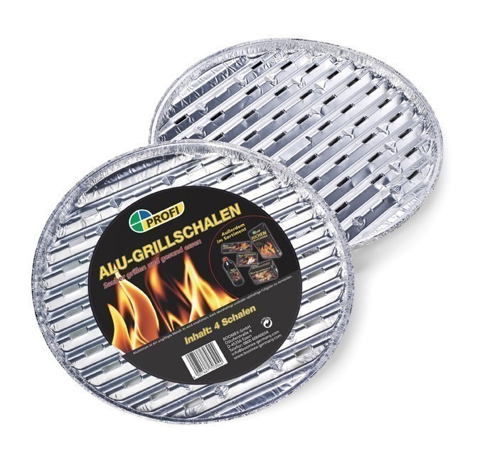 Alu Grillschale / Grillpfanne PROFI 4 Stück rund Ø34cm