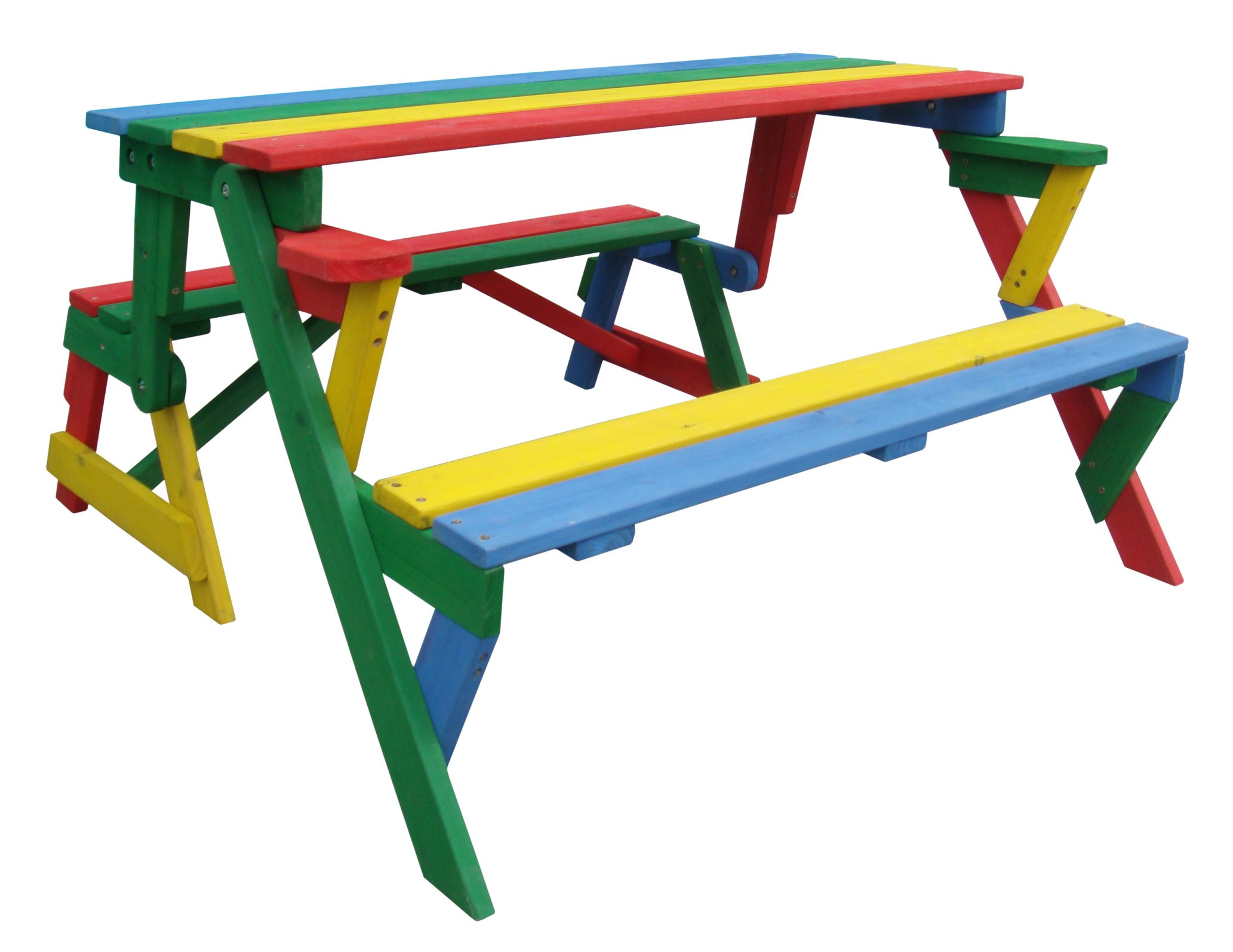 Kinder Picknicktisch / Sitzbank Habau farbig klappbar 2 Funktionen