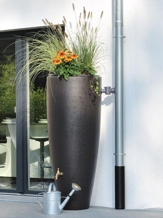 GRAF Regentonne 2in1 300 Liter mit Pflanzschale mocca
