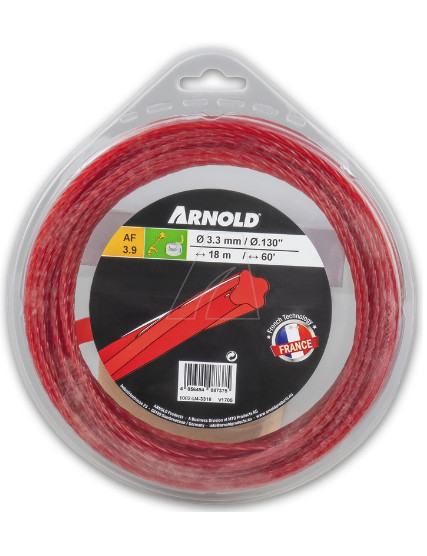 ARNOLD Trimmerfaden AF 3.9, 3.3 mm x 18.3 m, rot, rund, gedreht