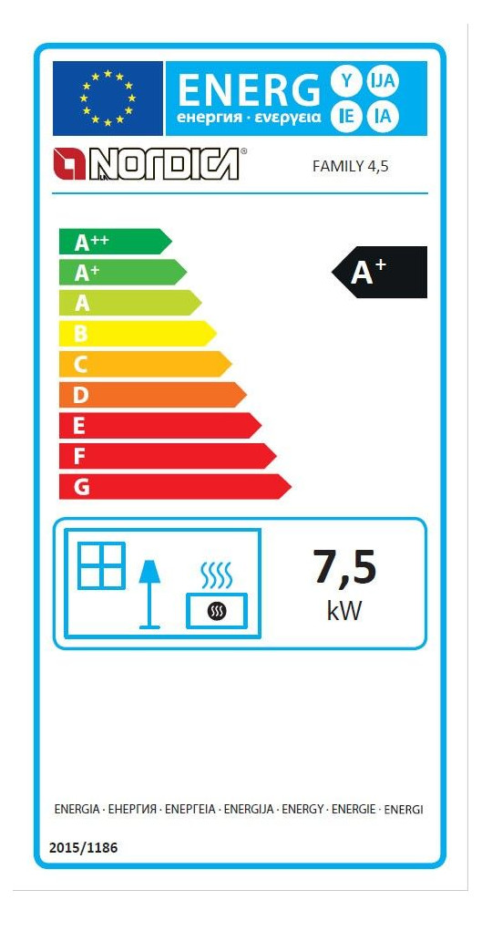 Energielabel La Nordica Küchenherd Holzherd Family 4,5 cappuccino 7,5kW