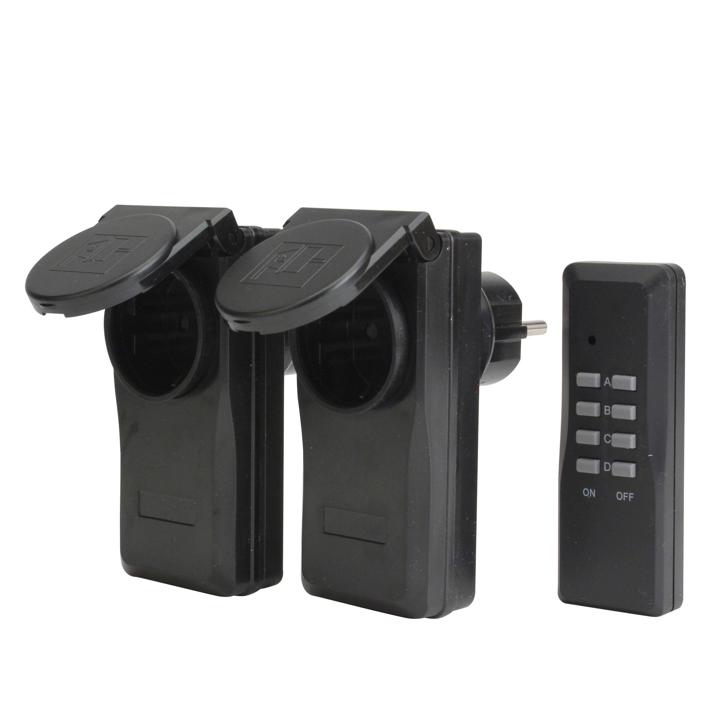 Unitec Funkfernschalter Set 2+1 Micro Außen IP44 1000 Watt schwarz