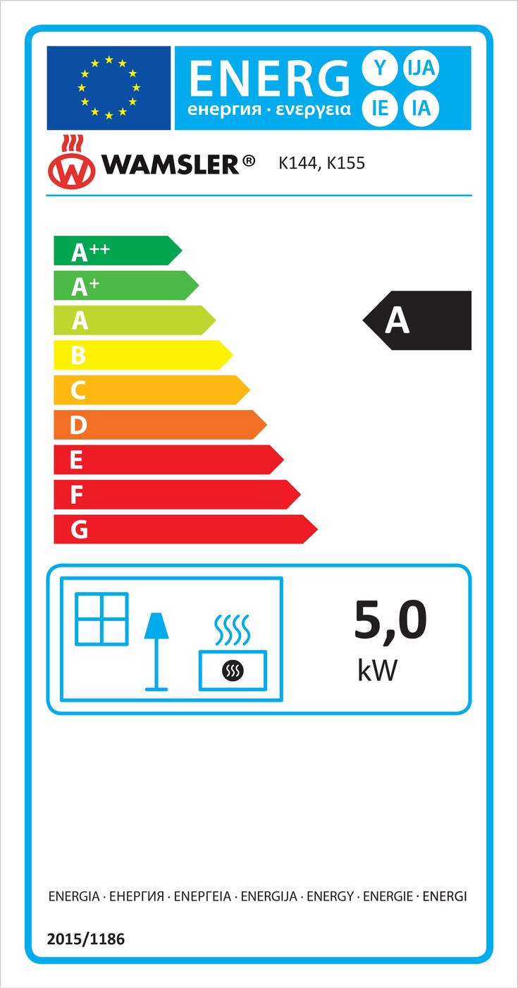 Energielabel Wamsler Beistellherd K 144 40 cm weiß, Stahlplatte