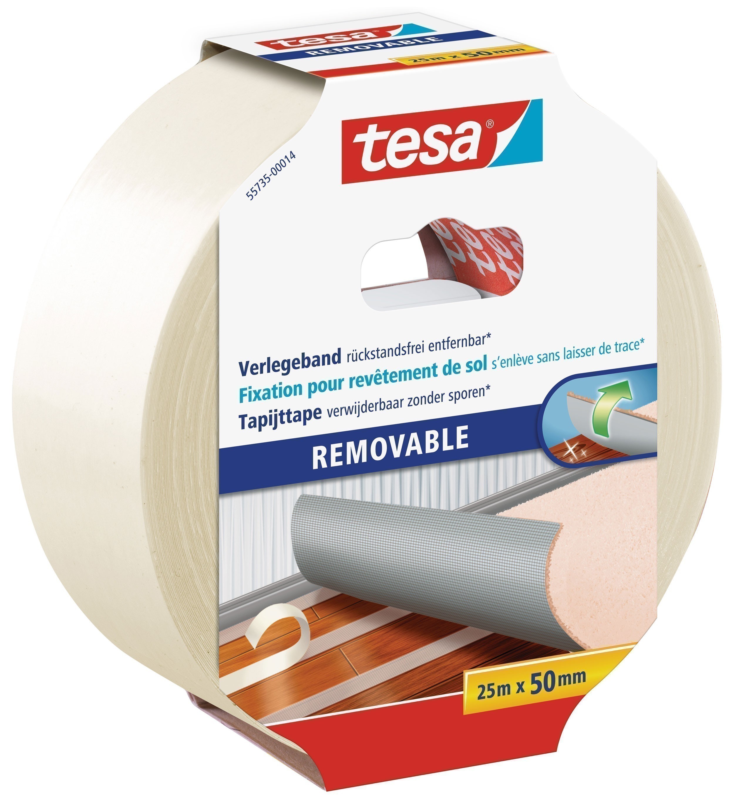 tesa Verlegeband REMOVABLE doppelseitiges Klebeband 25m:50mm