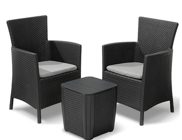 Gartenmöbel / Balkonmöbel Set Iowa Polyrattan graphit/grau