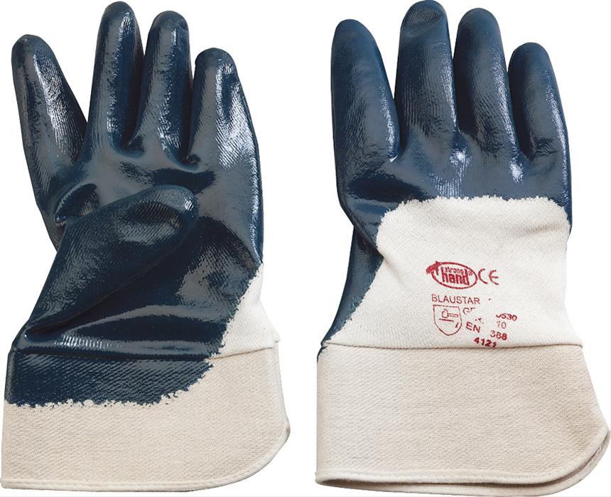 Bau-Handschuh, Baumwolle mit Nitril, teilbeschichtet, innen gefüttert