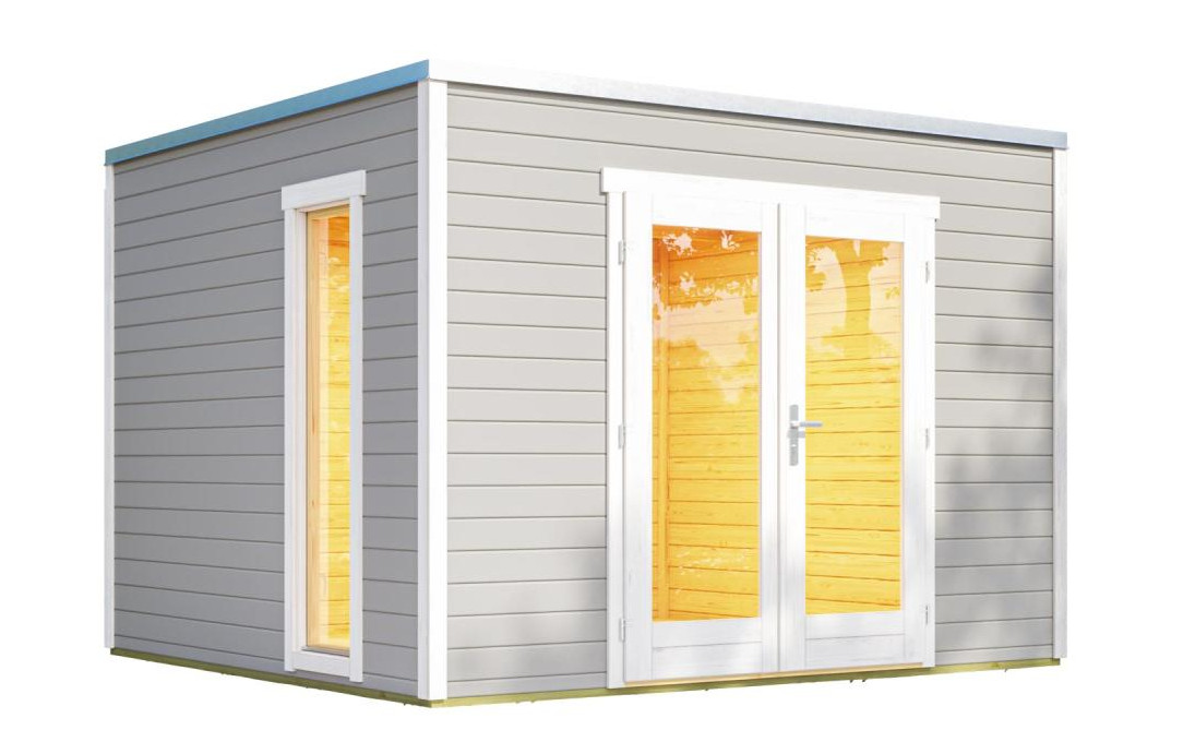 Gartenhaus P 285 hellgrau 300 x 250