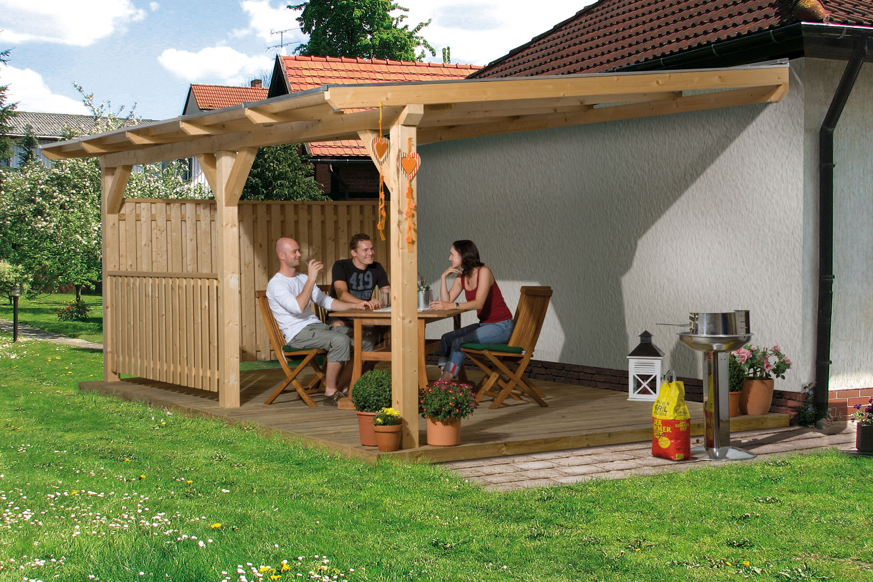 Terrassenüberdachung Weka 672 Gr. 3 Leimholz natur 434x379cm