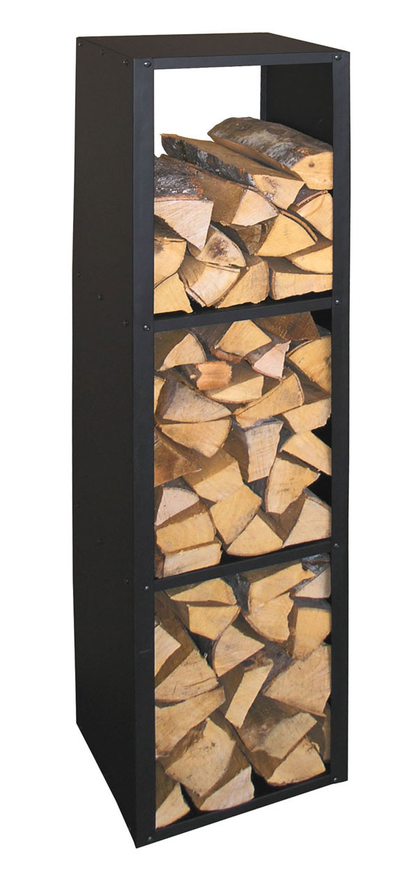 Kaminholzregal metall für innen schwarz 36x31x149cm