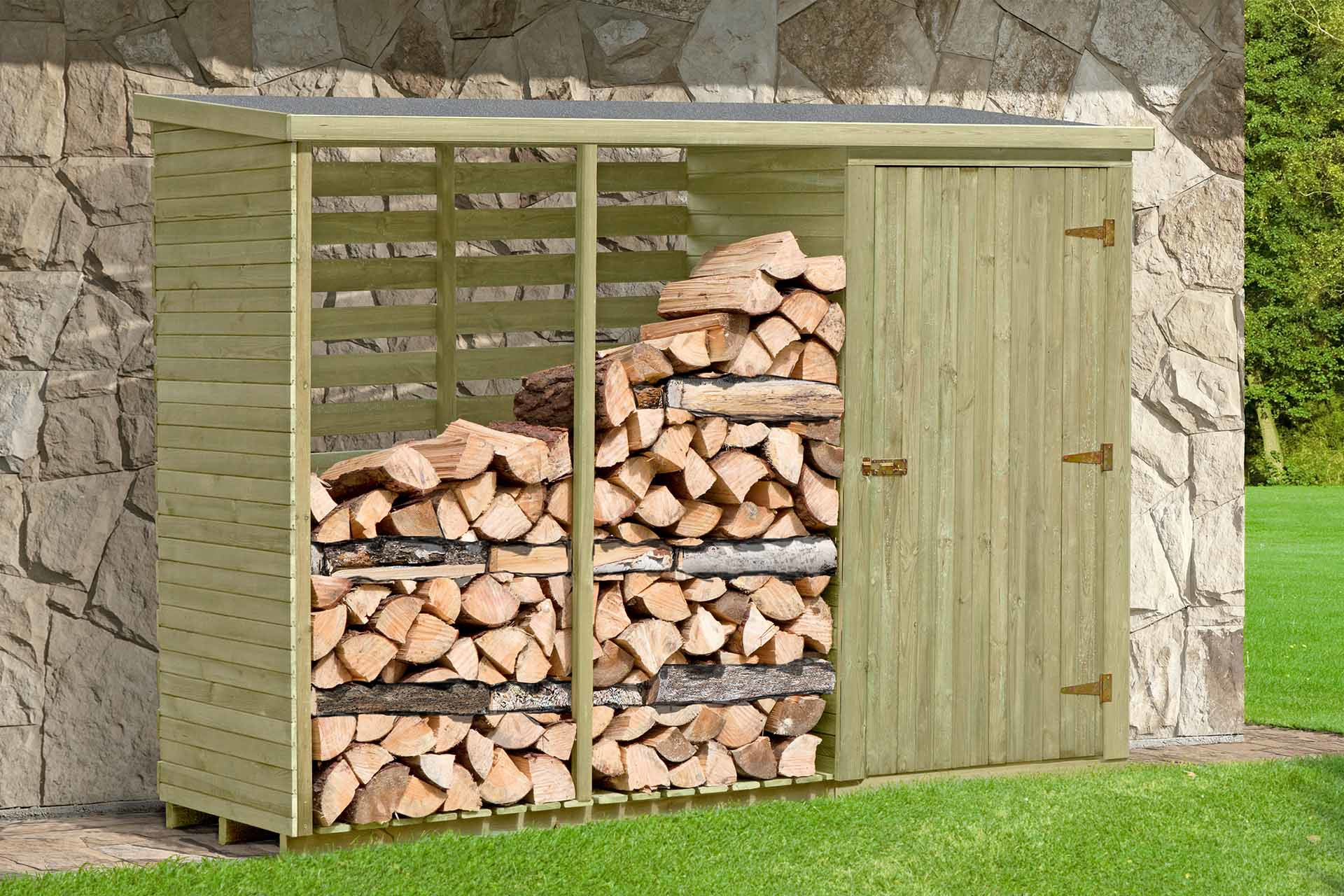 ediGarden Holz Kaminholzregal Waro 280x95x195cm