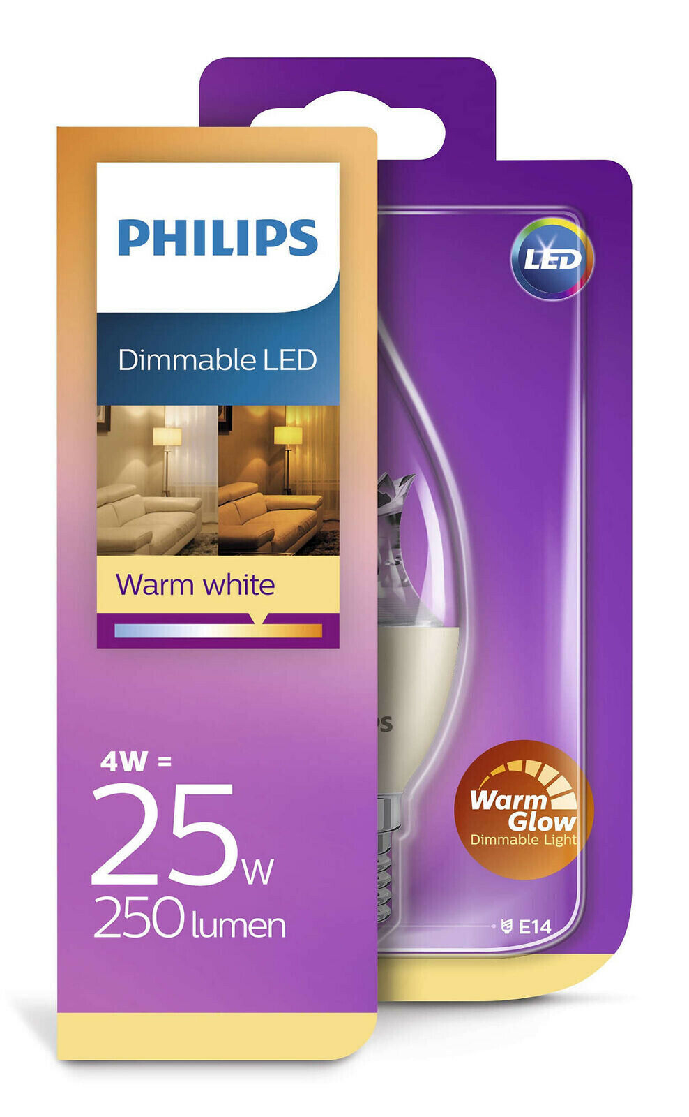 Philips LED Kerze 250 Lumen E14 Warmweiß Dimmbar