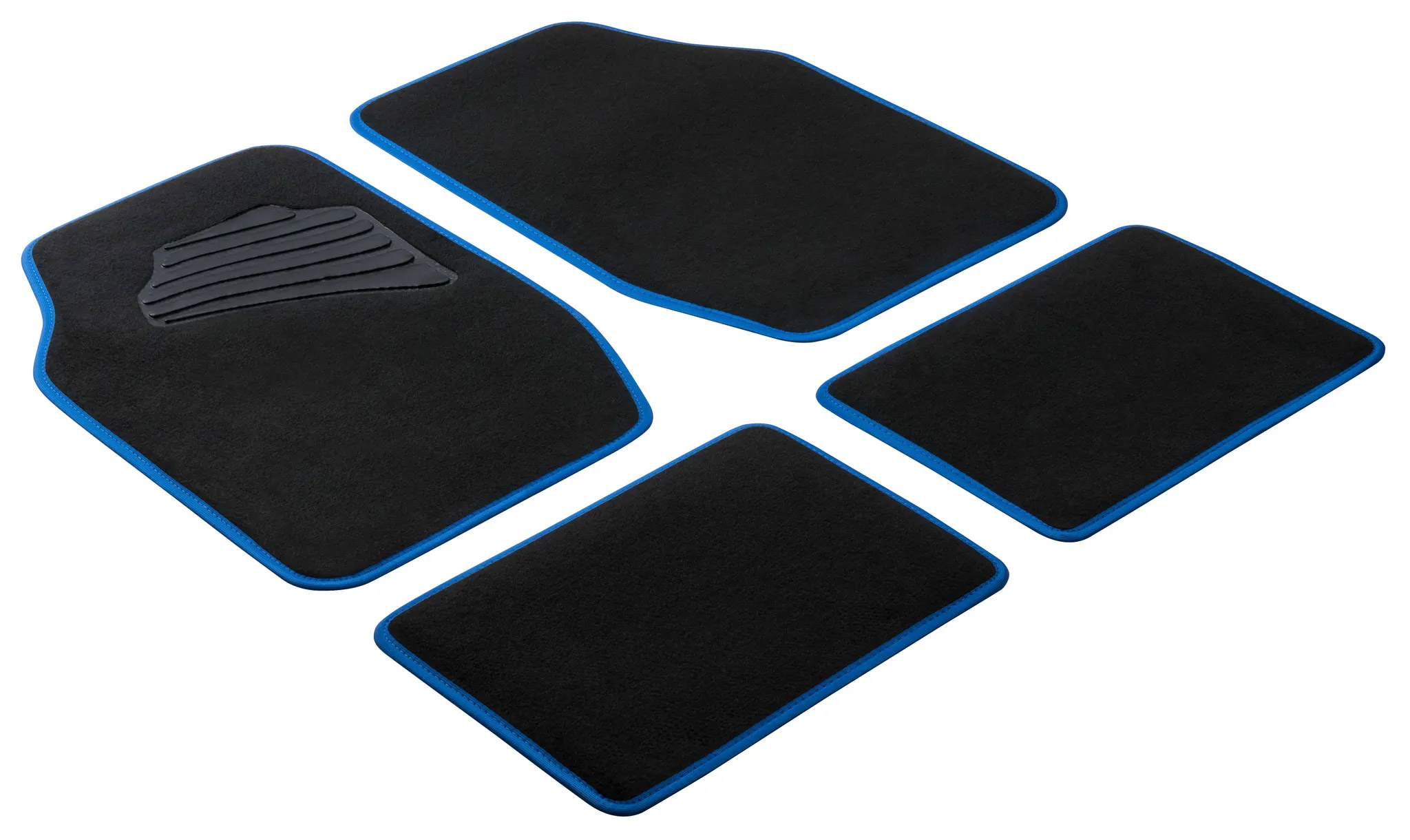 AUTOTEPPICH RIPPE 4 TLG BLAU GEKETTELT