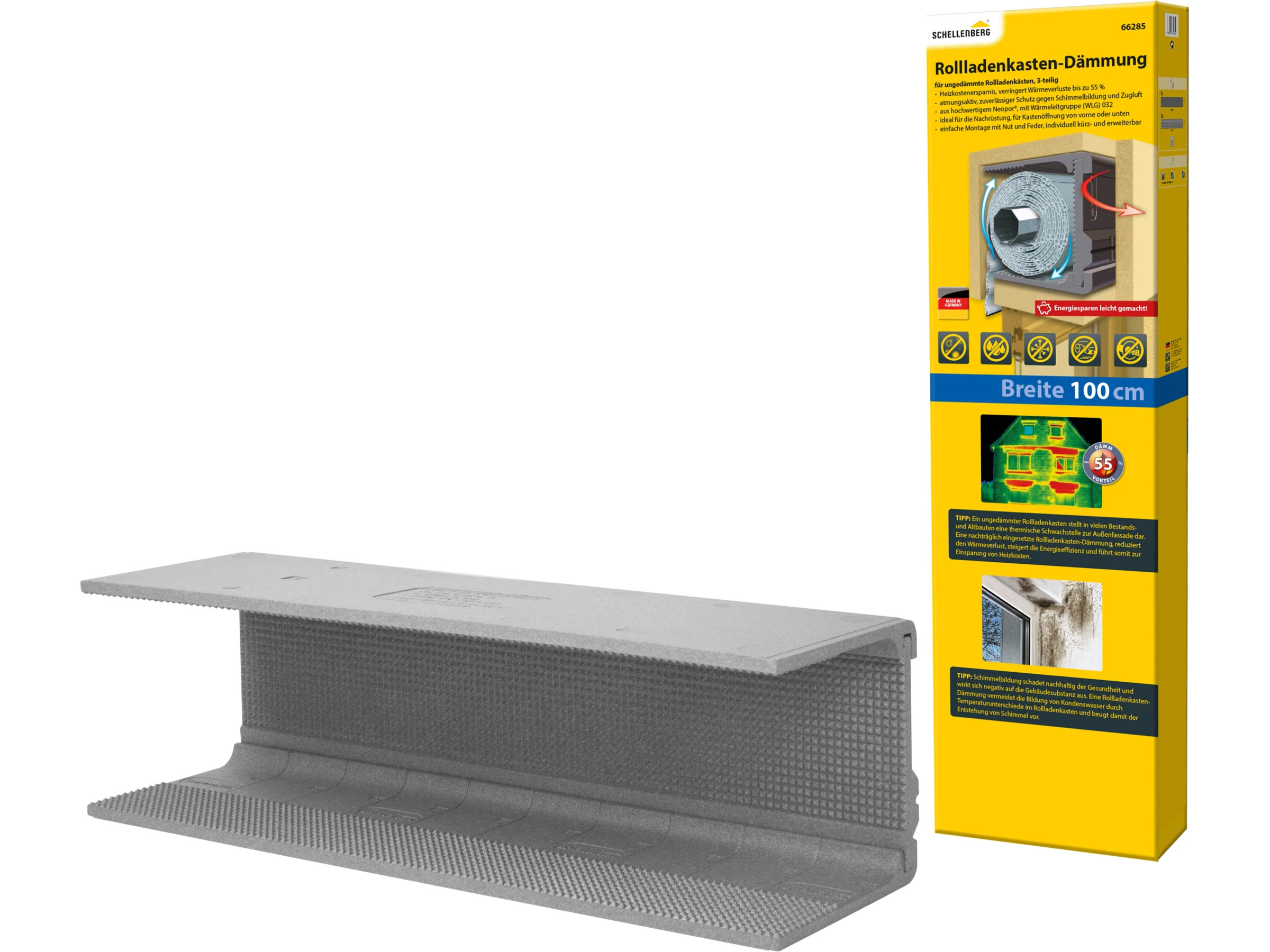 Schellenberg Rolladenkasten Dämmung 3-teilig  100 cm x 28,5 cm x 28 cm