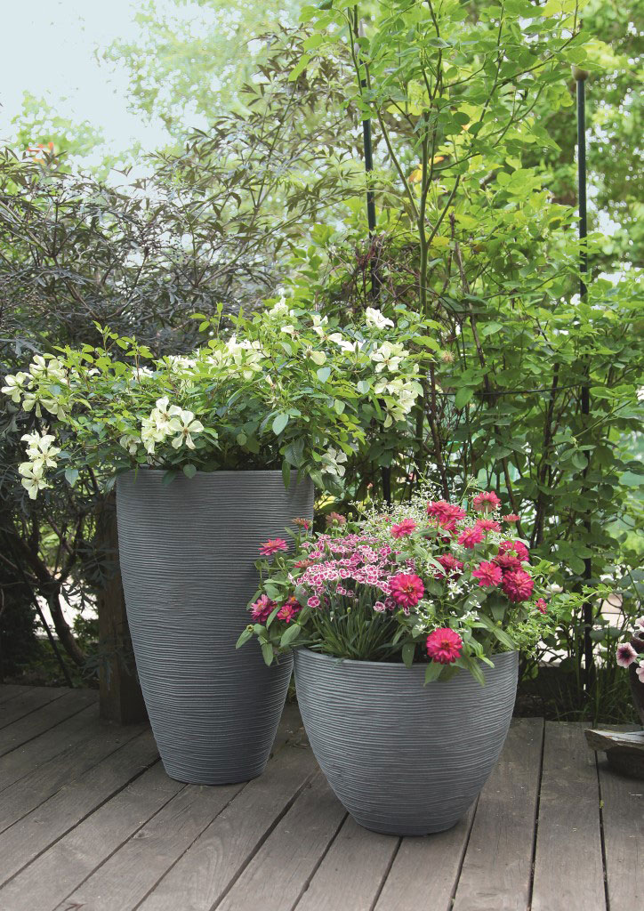 Geli Blumentopf / Rillentopf rund Ø 40 cm anthrazit