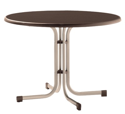 SIEGER Gartentisch / Klapptisch Ø100cm Stahl champ / Mecalit mocca