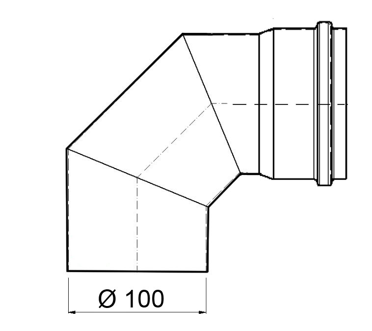 Bogenknie 90° für Pelletofen Senotherm 0,8mm grau Ø100mm ohne Tür