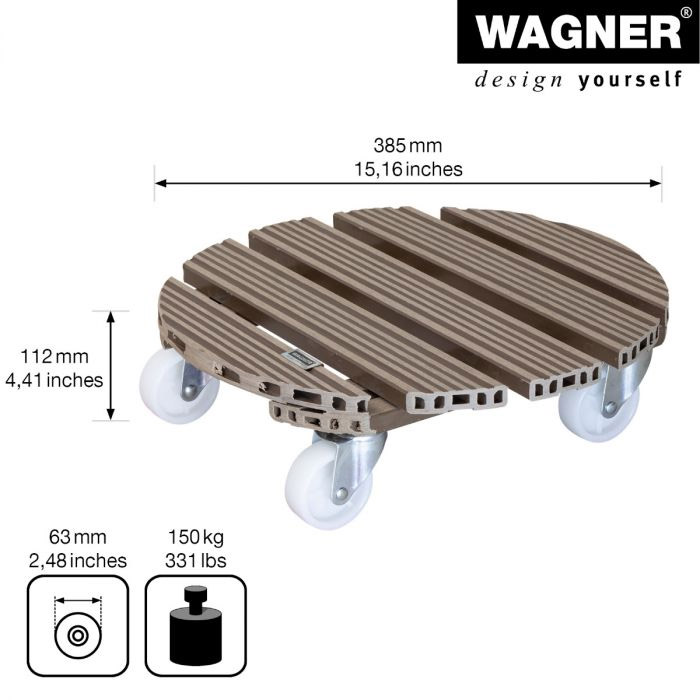 Multiroller Pflanzenroller WPC rund 385 mm für 150 kg