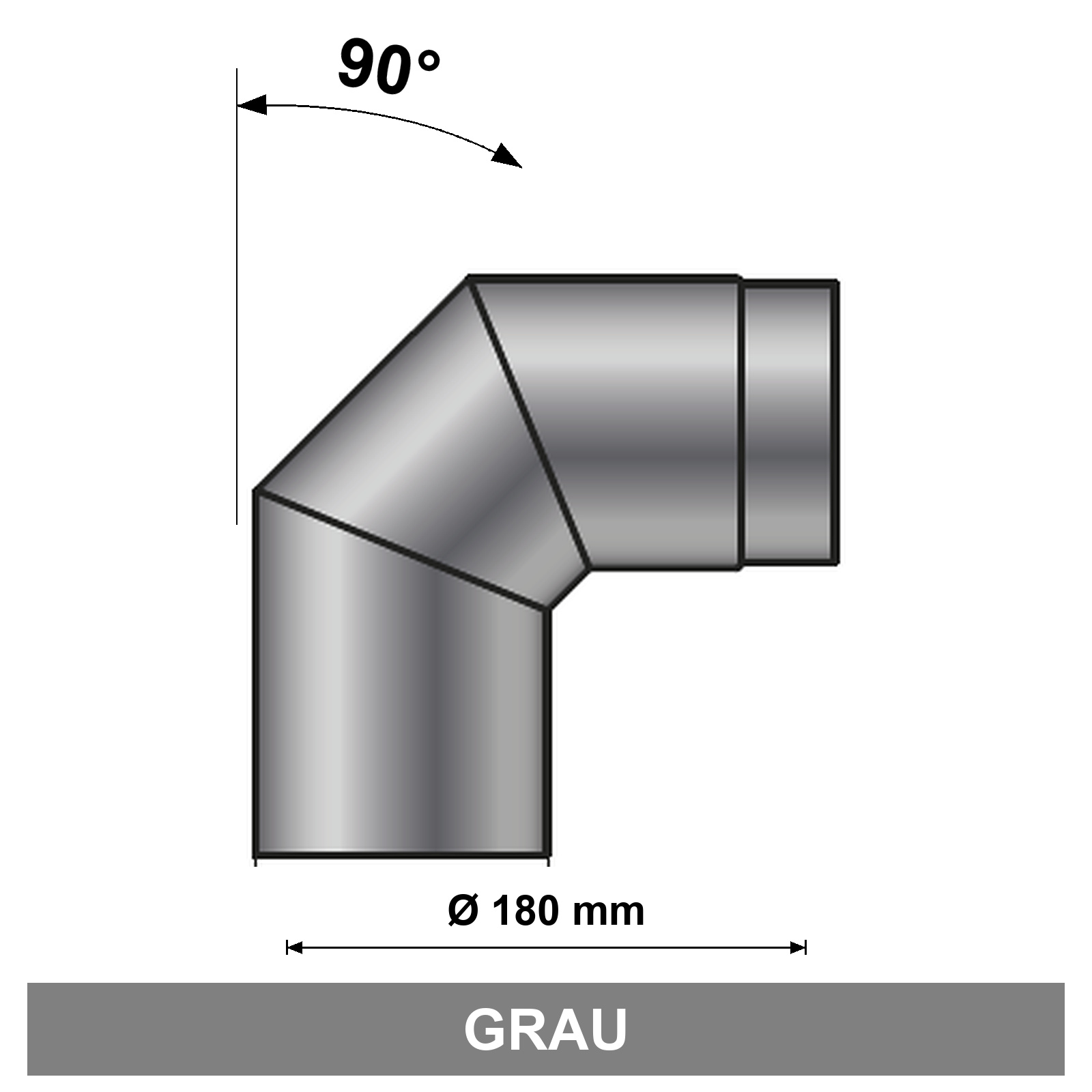 EdiFire Ofenrohrbogen 90° Ø 180 mm, grau