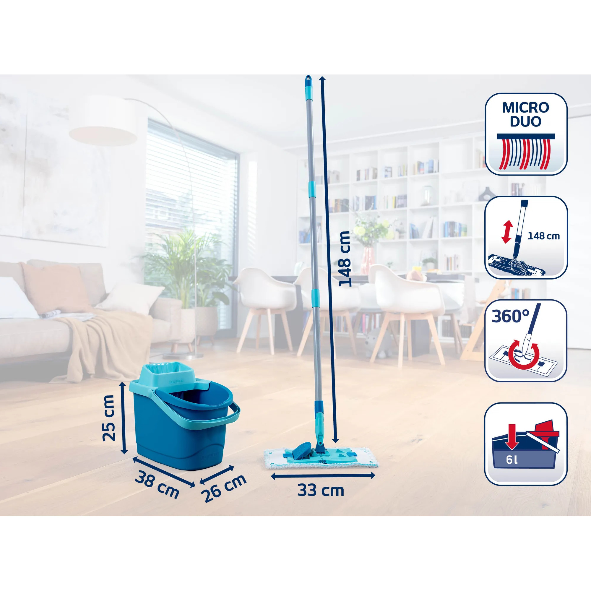 Leifheit Set PowerClean M + gratis micro duo Bezug