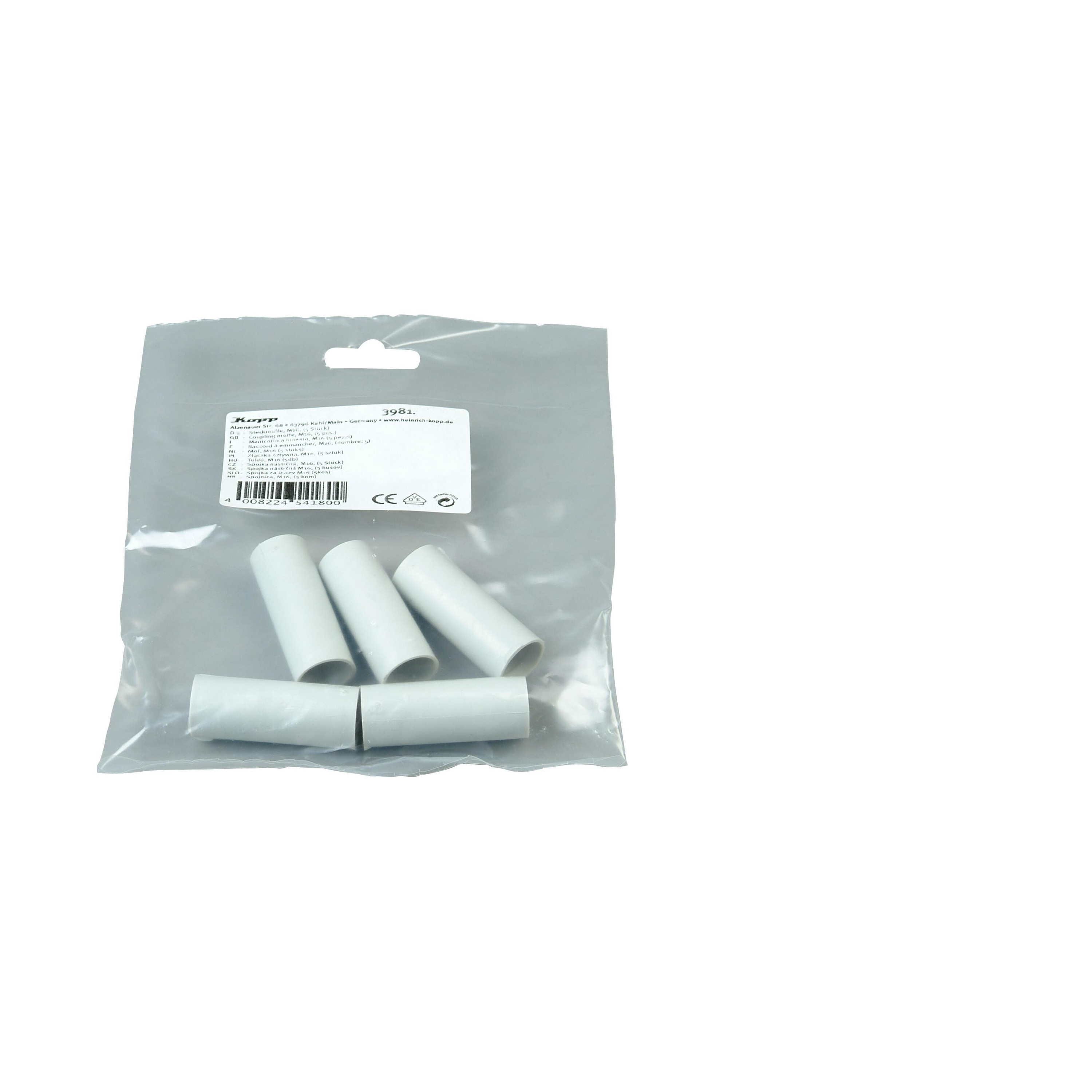 Steckmuffe für starres Isolierrohr 14mm 5 Stück grau