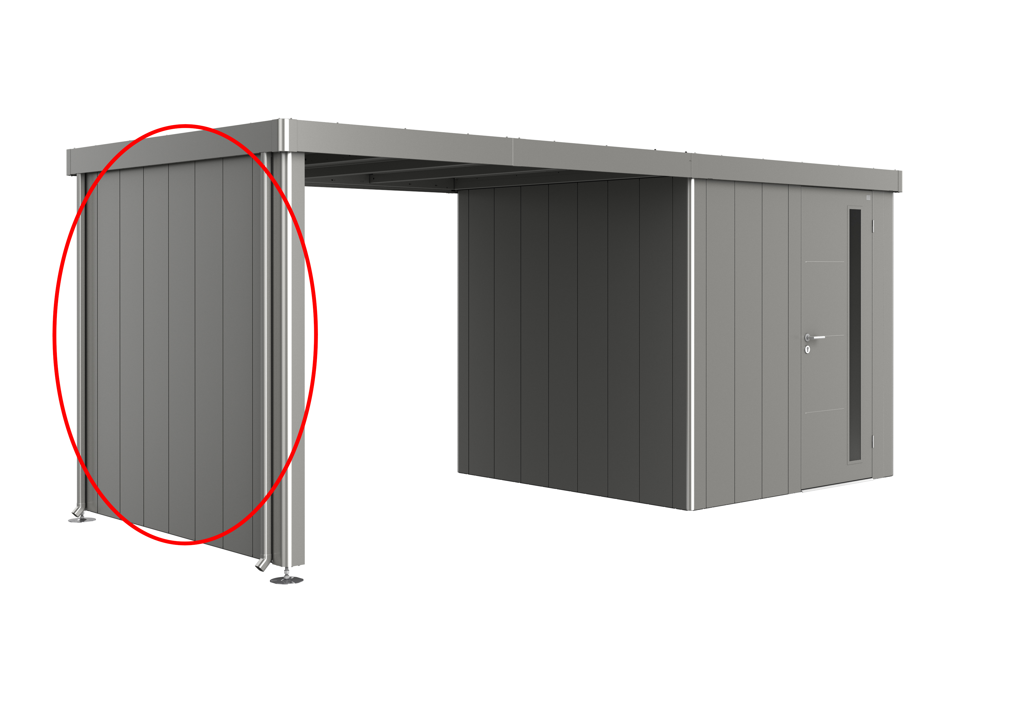 Biohort Seitenwand für Seitendach zu Gerätehaus Neo 2A-2D quarzgrau