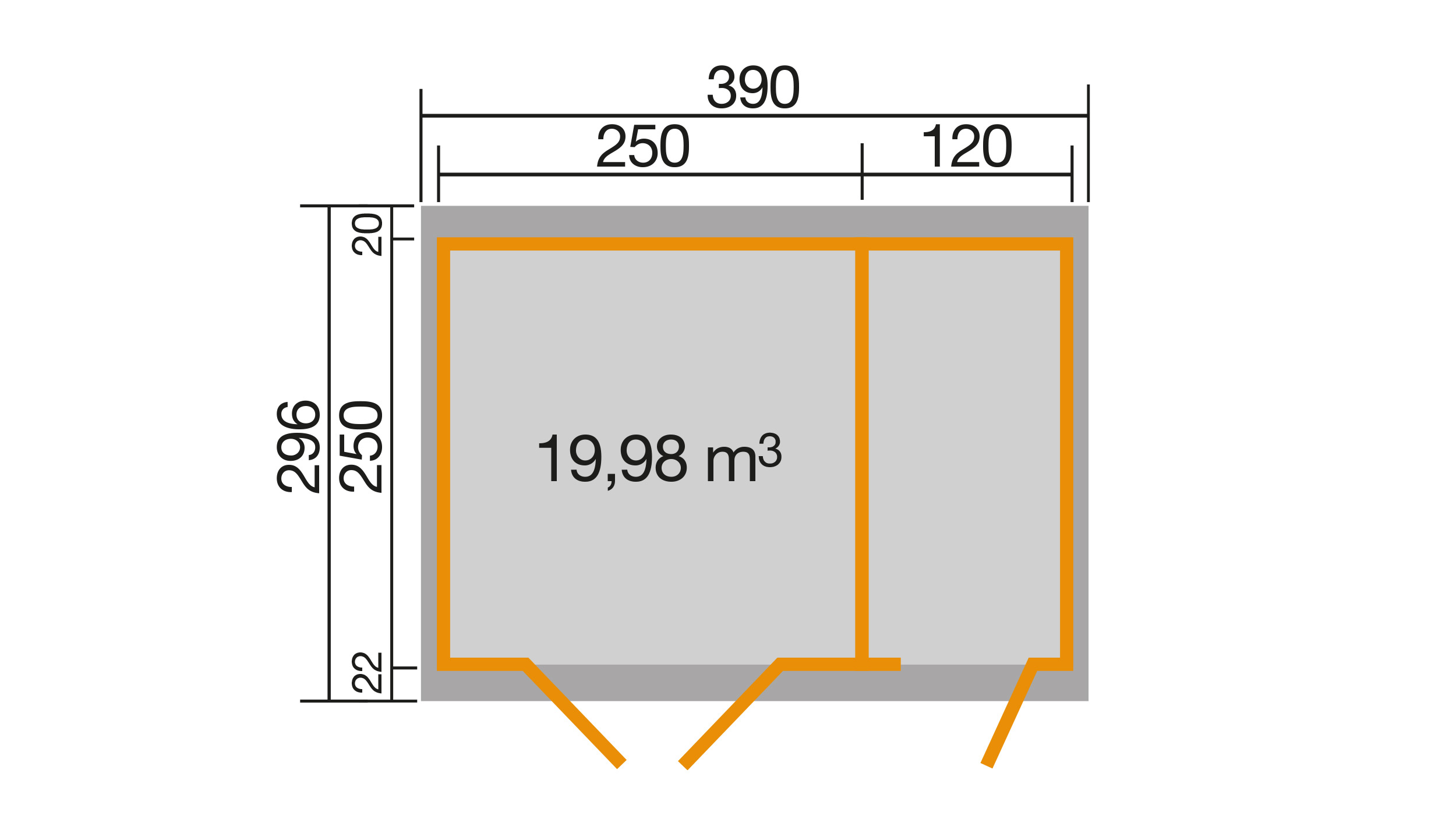 weka Gartenhaus 254 Gr.2, 28 mm, DT, Nebenraum ET