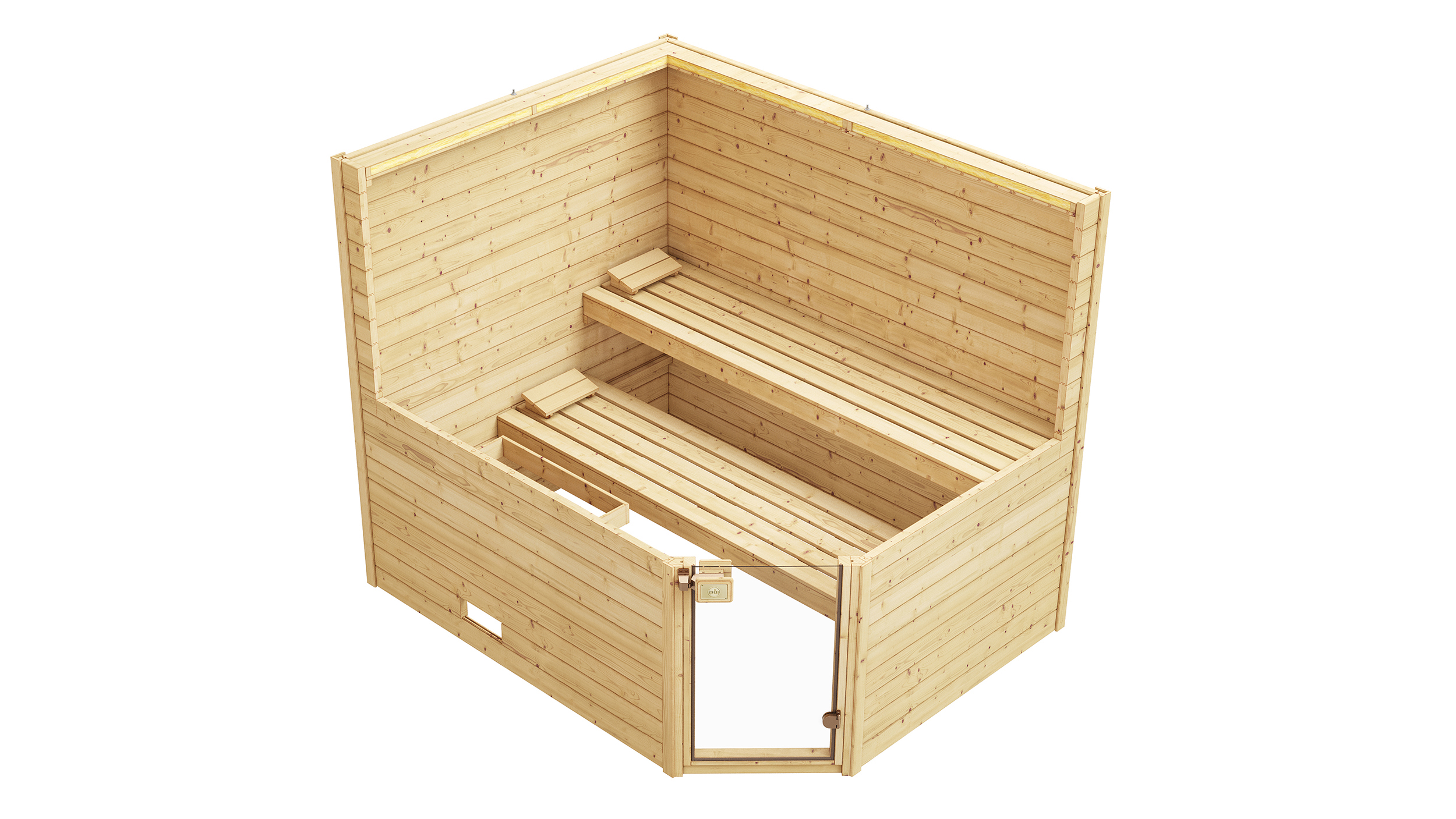 Weka Massivholzsauna  VALIDA Eck 3 Glastür