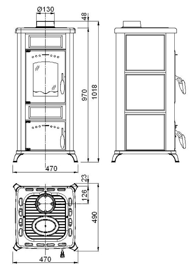 Wamsler Kaminofen Romantik II Keramik bordeaux 5,6 kW